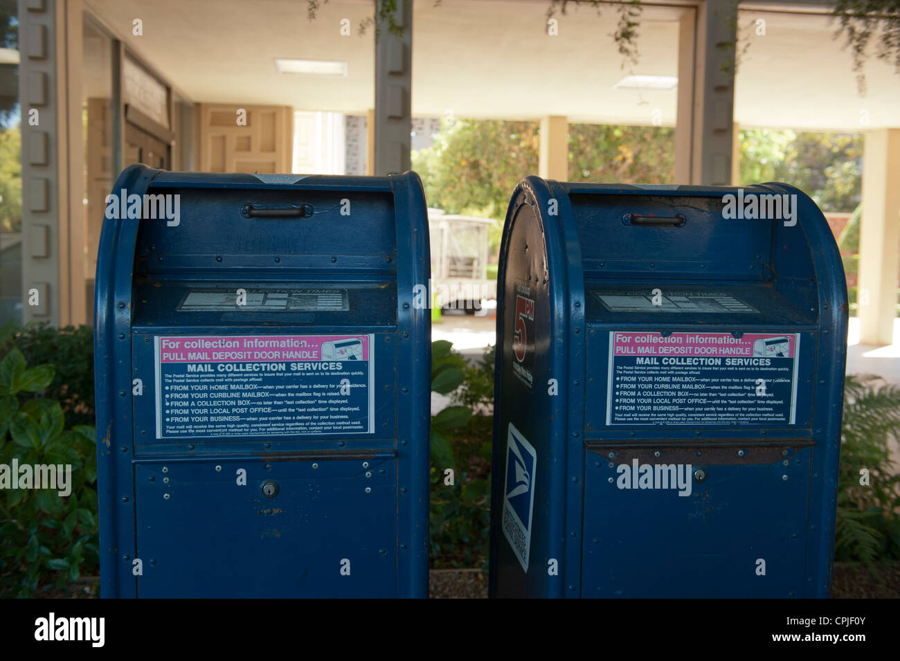United States Postal Service blue mail boxes Stock Photo Alamy