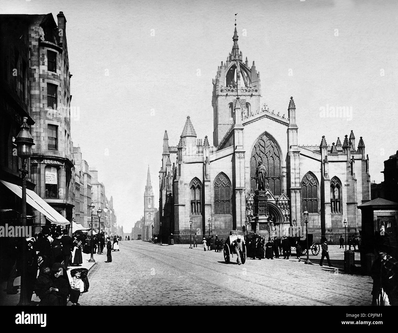 The St. Giles' Cathedral in Edinburgh, 1909 Stock Photo