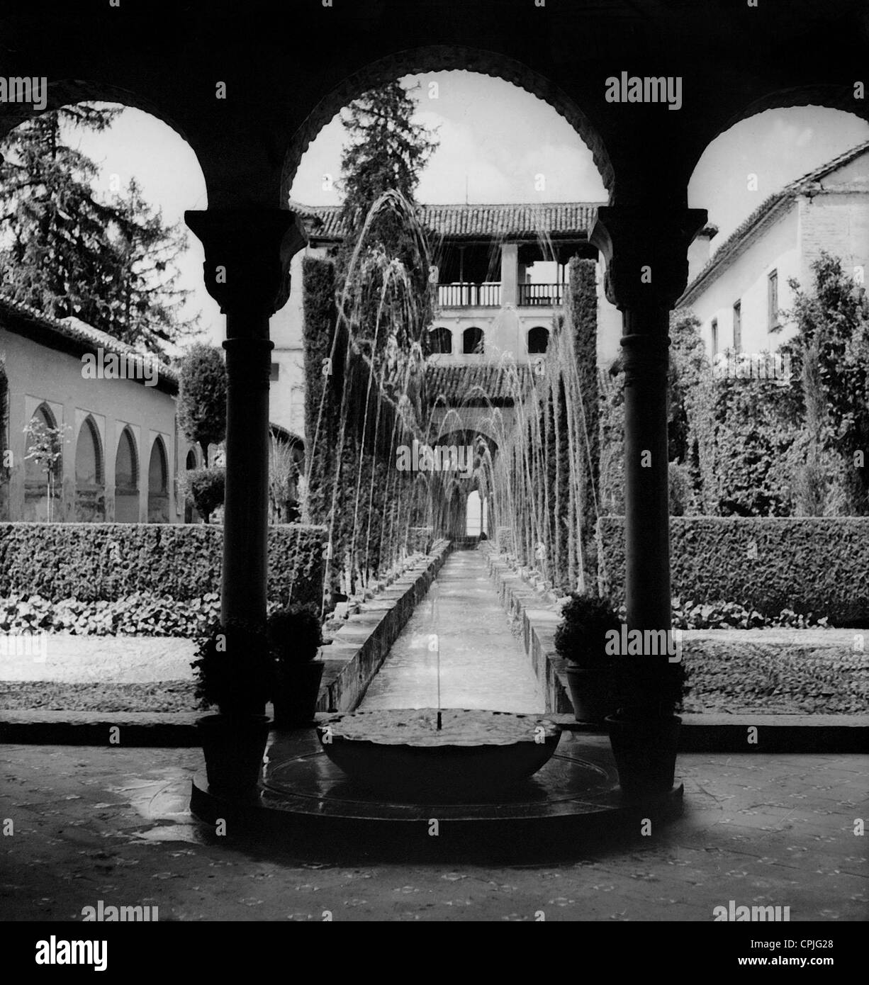 Courtyard of the Palacio del Generalife, 1939 Stock Photo