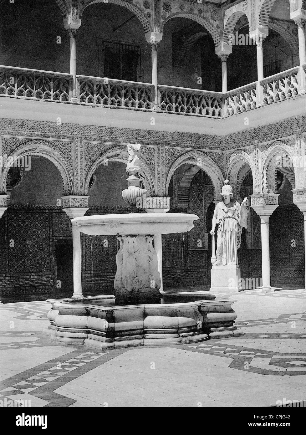 Interior courtyard of the 'House of Pilate' in Seville, 1899 Stock Photo