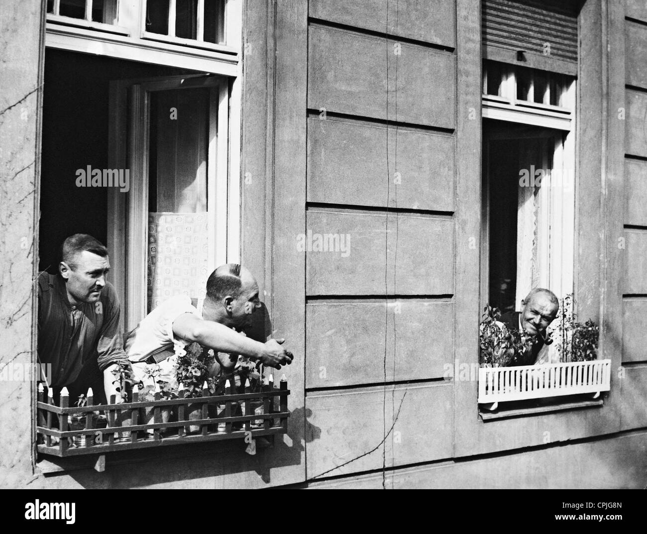 Chat at the end of the work, 1935 Stock Photo