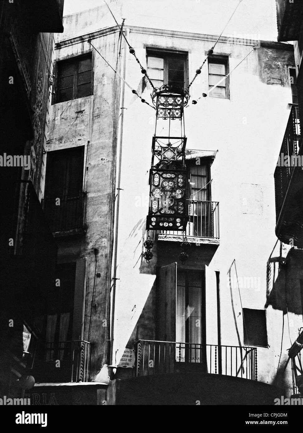 Streetlight in Barcelona, 1936 Stock Photo