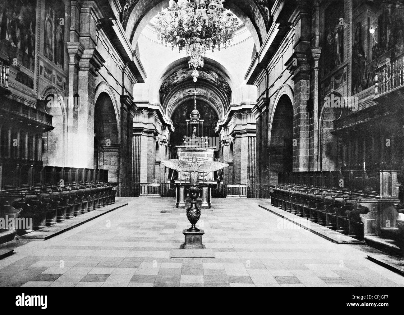 Interior view of the Basilica in El Escorial, 1902 Stock Photo