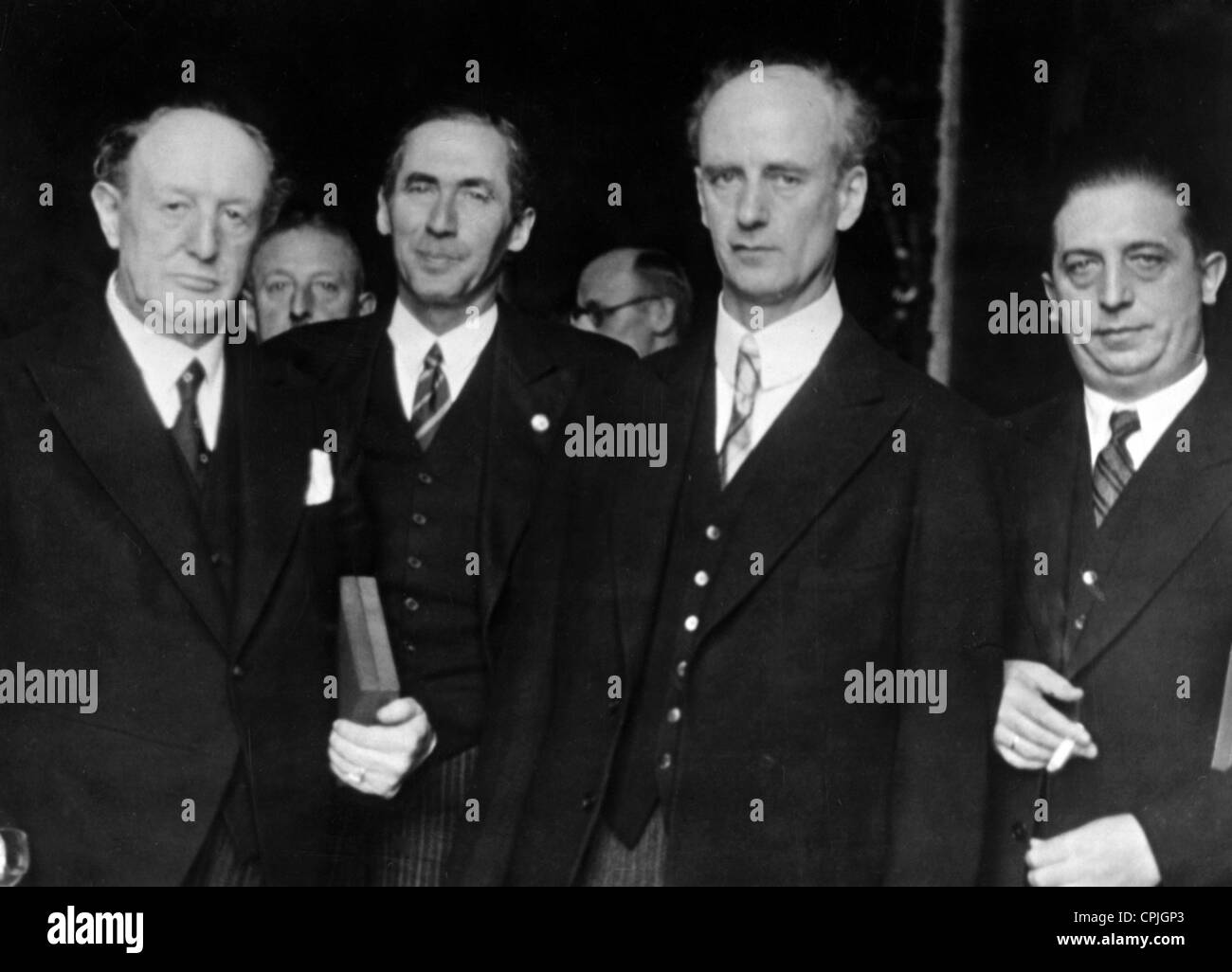 Paul Graener, Carl Vincent Krogmann, Wilhelm Furtwangler and Heinrich Strohm, 1937 Stock Photo