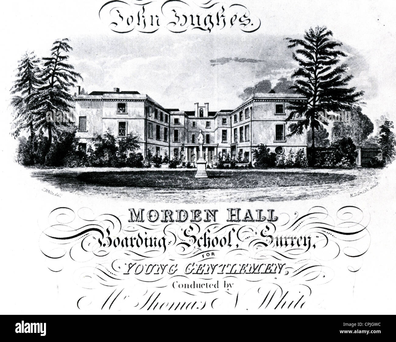 MORDEN HALL BOARDING SCHOOL, Surrey, in the 1828 Prospectus . Now a National Trust property Stock Photo