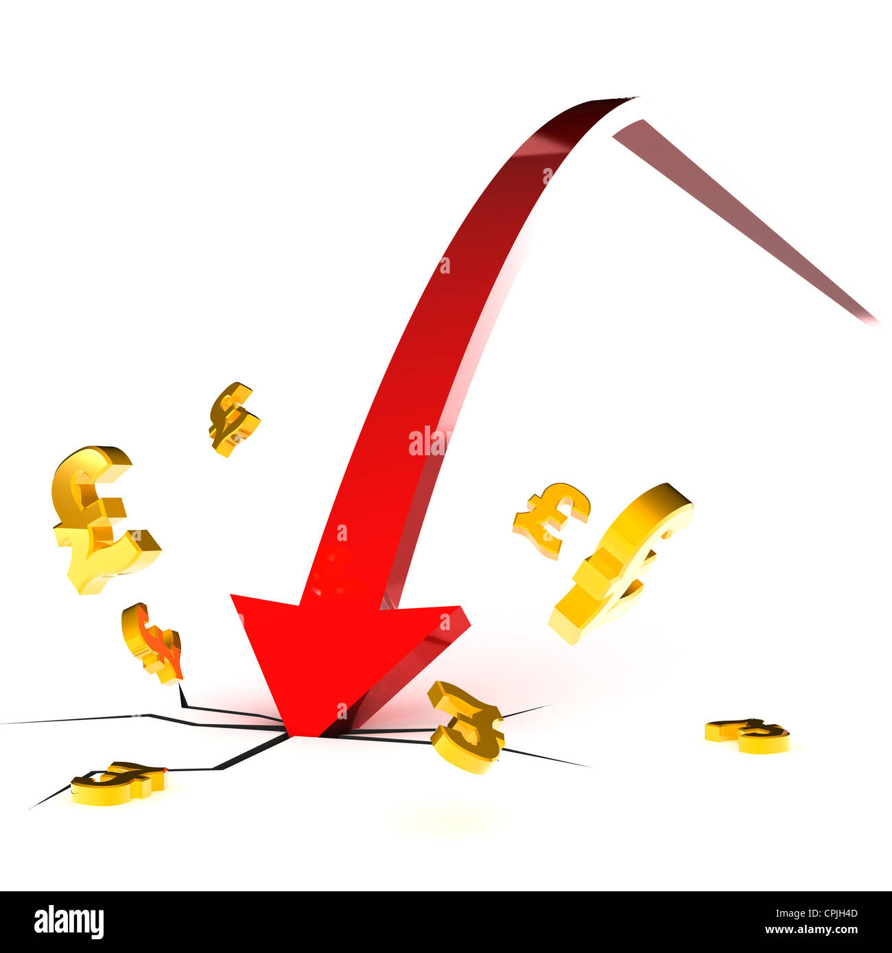 A Colourful 3d Rendered Falling Pound (sterling) Concept Illustration Stock Photo