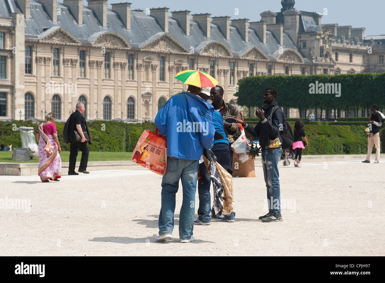 Paris France - African street vendors. Stock Photo