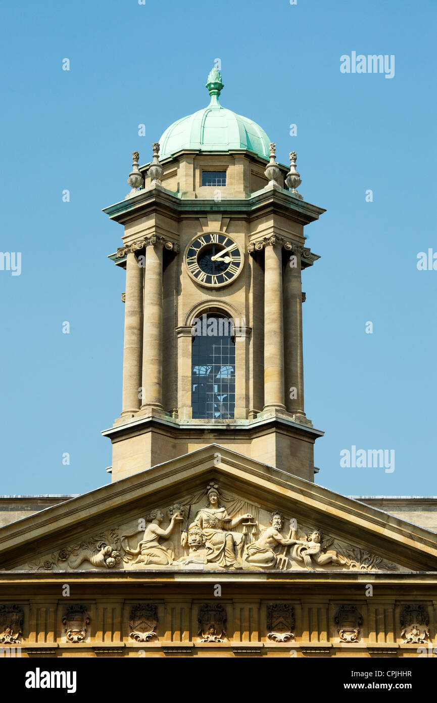 Queens college clock tower, Oxford University. England Stock Photo