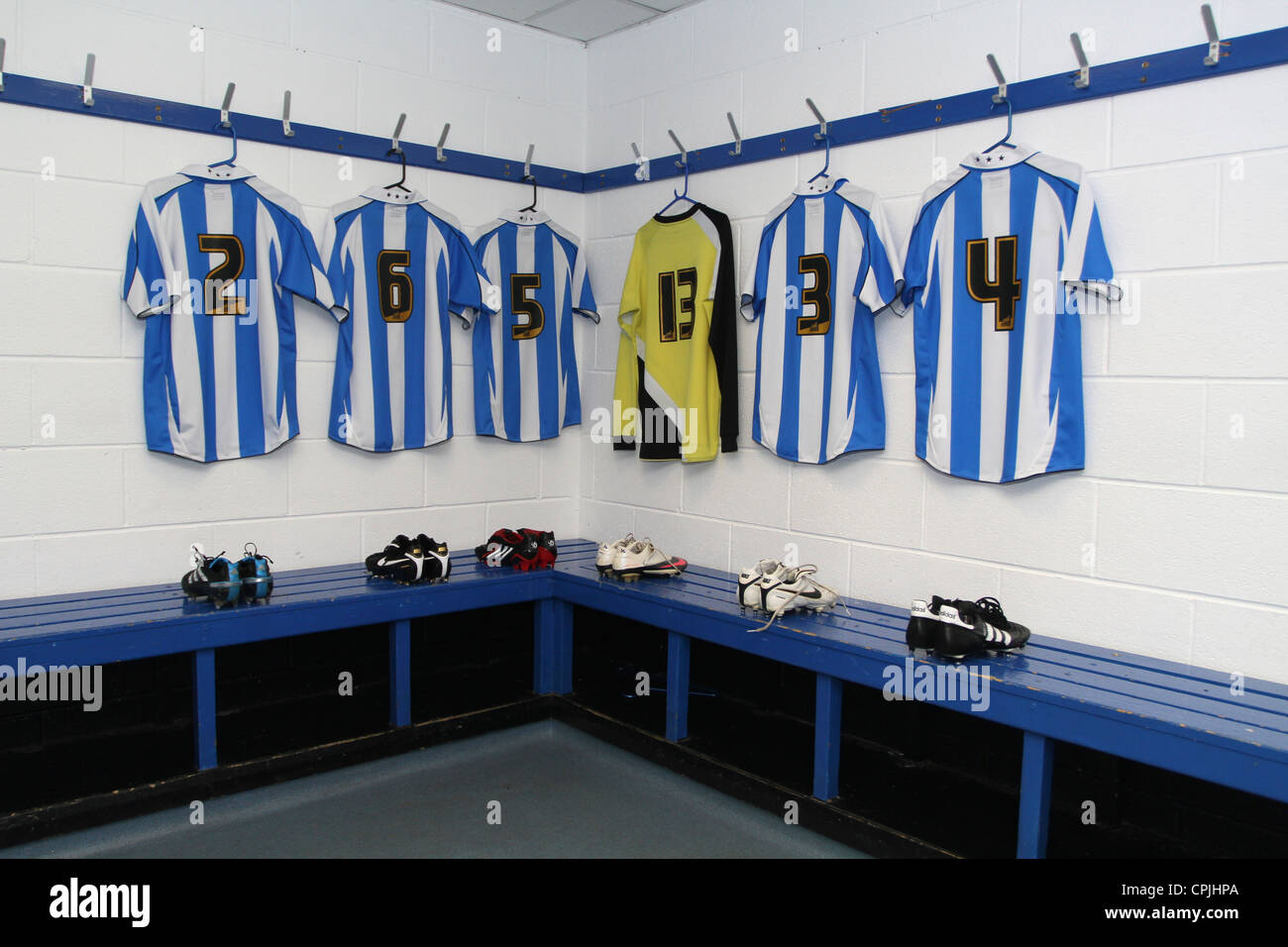 Football dressing room Stock Photo