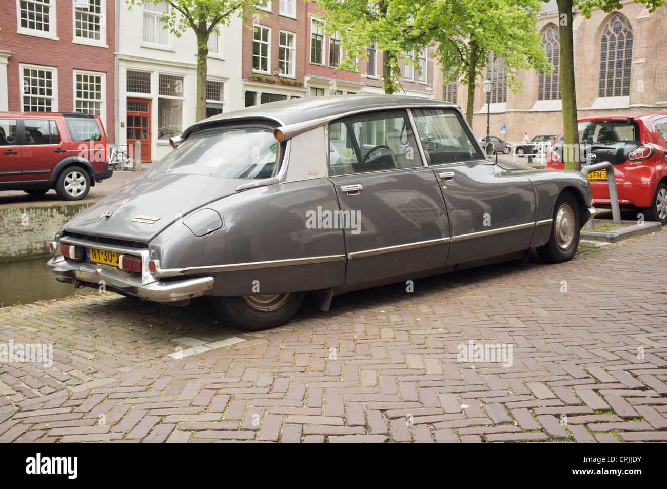 A parked up gray Citroen DS car in the Netherlands Stock Photo