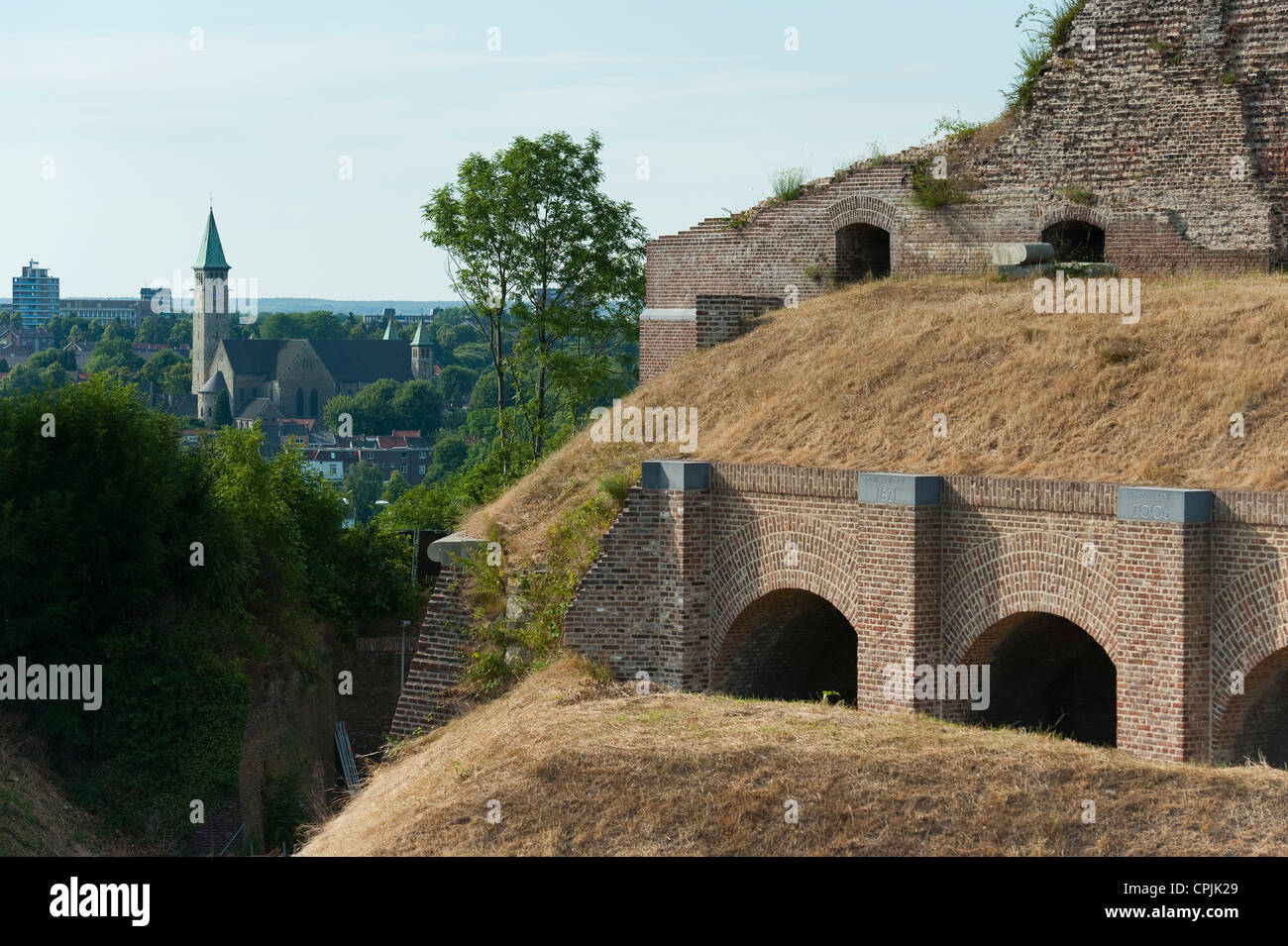 City view and 'Fort Sint Pieter' (Fort St. Peter), Maastricht, Limburg, The Netherlands, Europe. Stock Photo