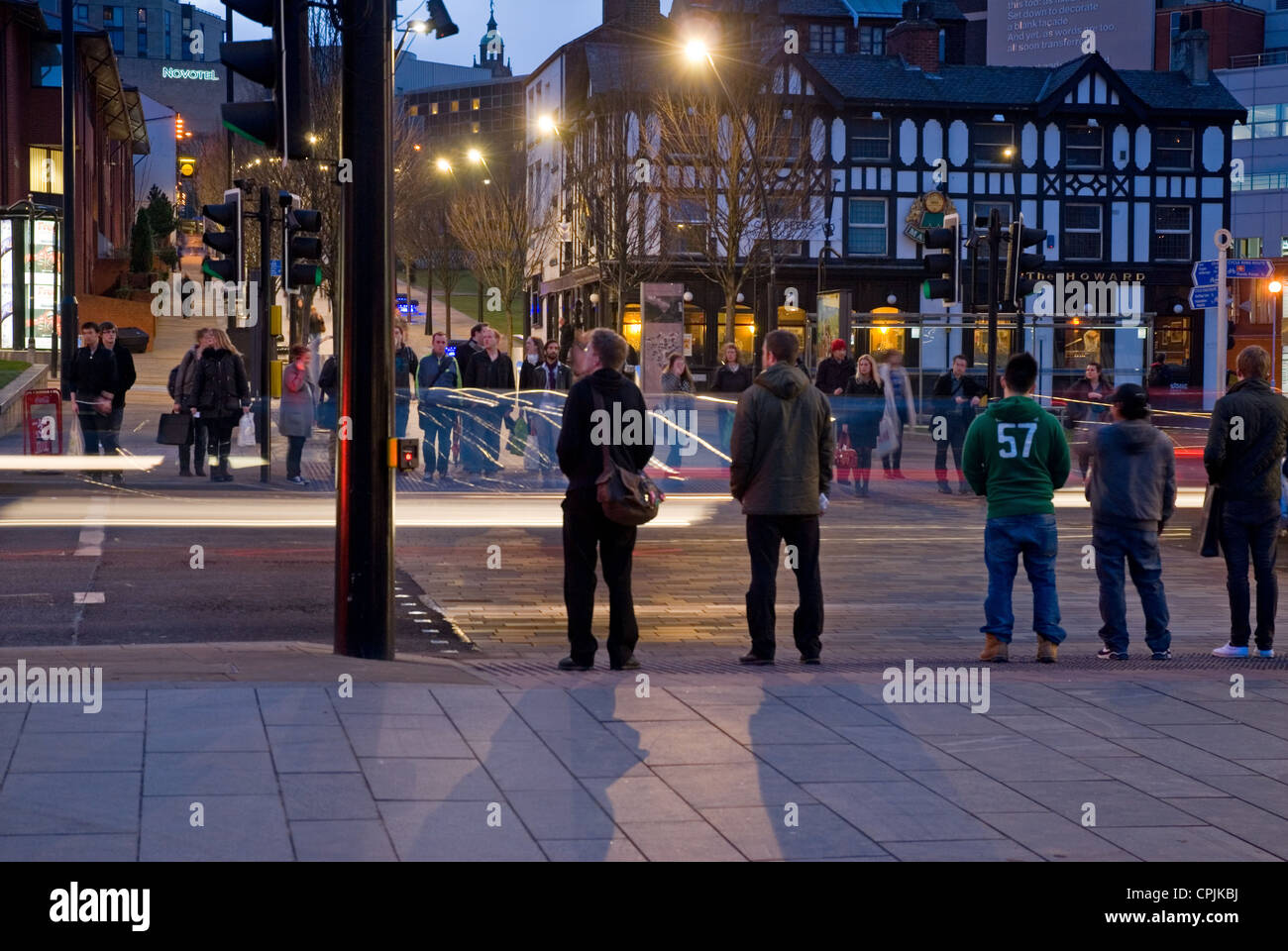 Rush Hour in Sheaf Square, Sheffield City Centre, Sheffield, UK Stock