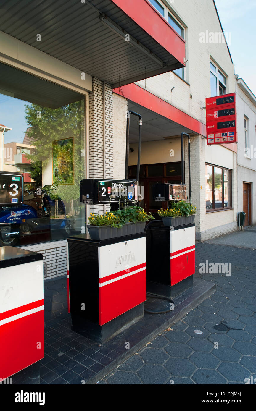 Old petrol station, Valkenburg, Limburg, The Netherlands, Europe. Stock Photo
