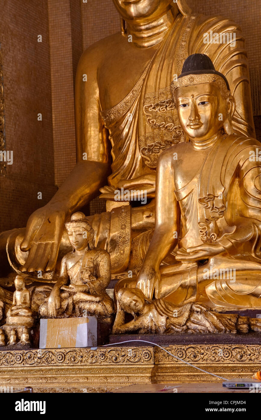 Myanmar, Burma. Shwedagon Pagoda, Yangon, Rangoon. Buddha Shrine. Stock Photo