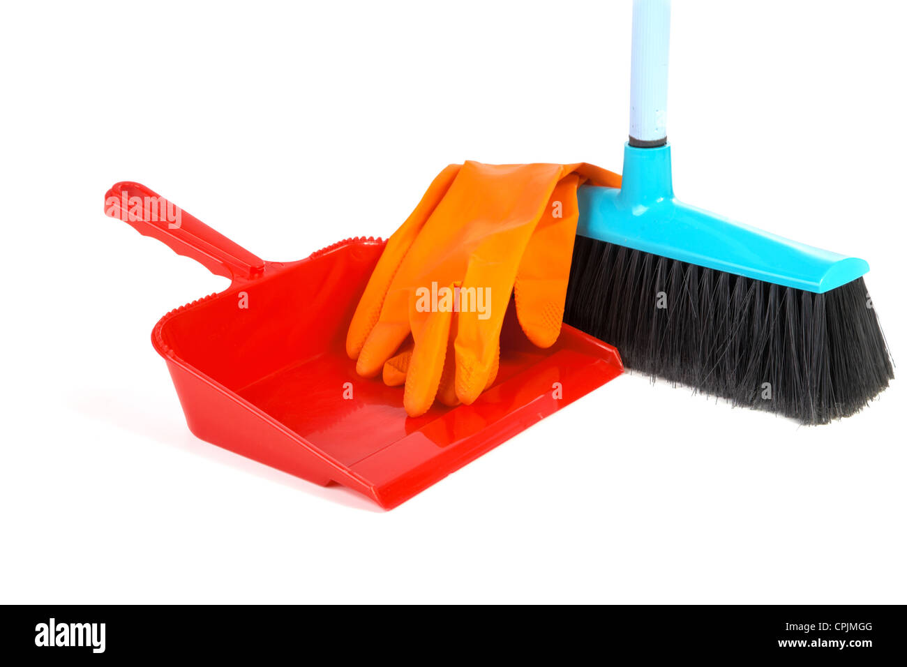 https://c8.alamy.com/comp/CPJMGG/scoop-for-dust-rubber-gloves-and-brush-on-a-white-background-CPJMGG.jpg