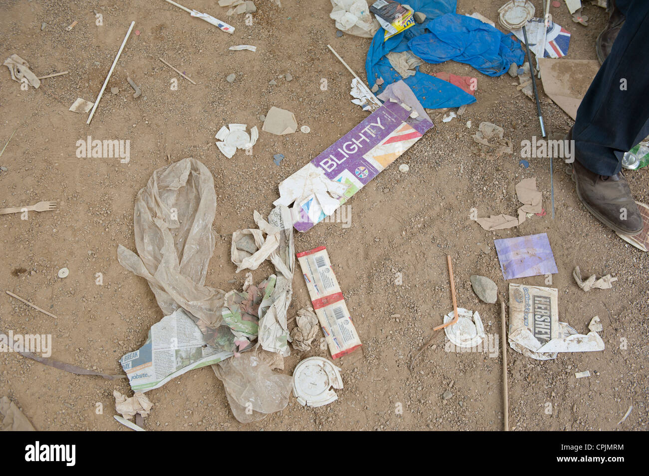 Assorted litter on the street following the wedding of Prince William & Catherine Middleton. Stock Photo