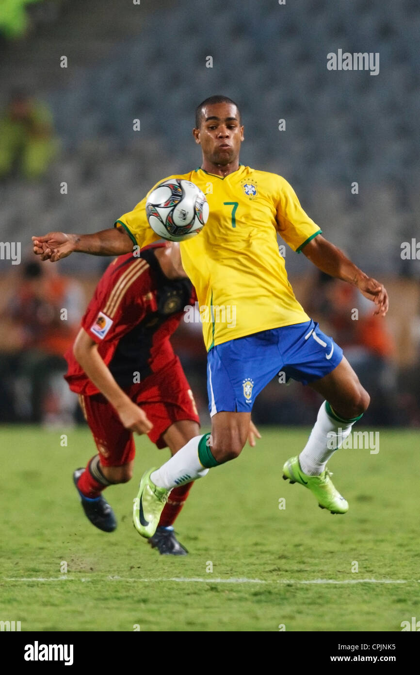 Alex Teixeira of Brazil brings the ball down during a FIFA U-20 World Cup quarterfinal match against Germany. Stock Photo