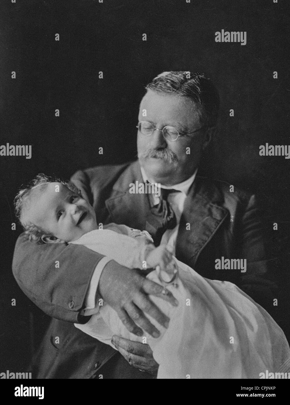 Theodore Roosevelt with his grandson, Kermit Roosevelt, Jr. In 1916 Stock Photo