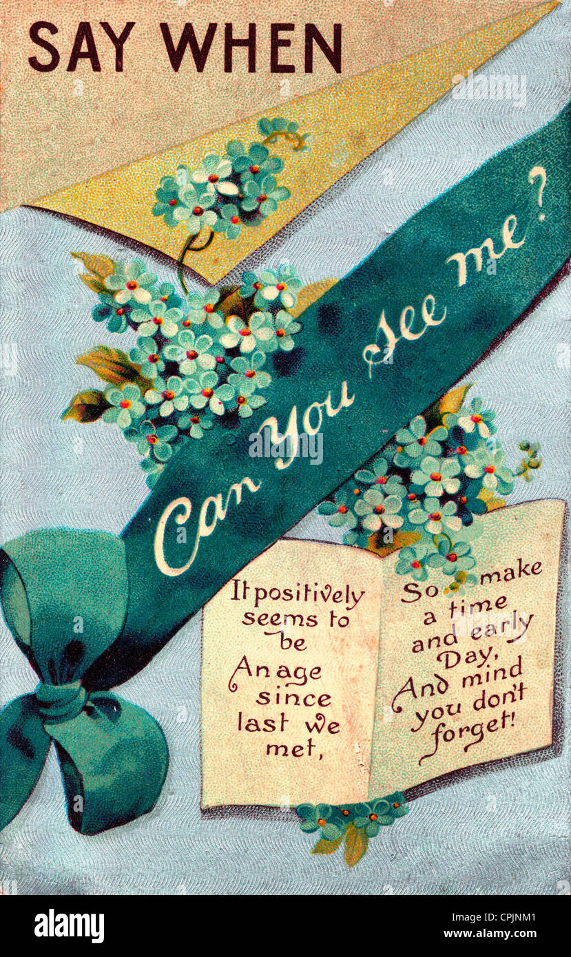 Say When can you see me - vintage card Stock Photo
