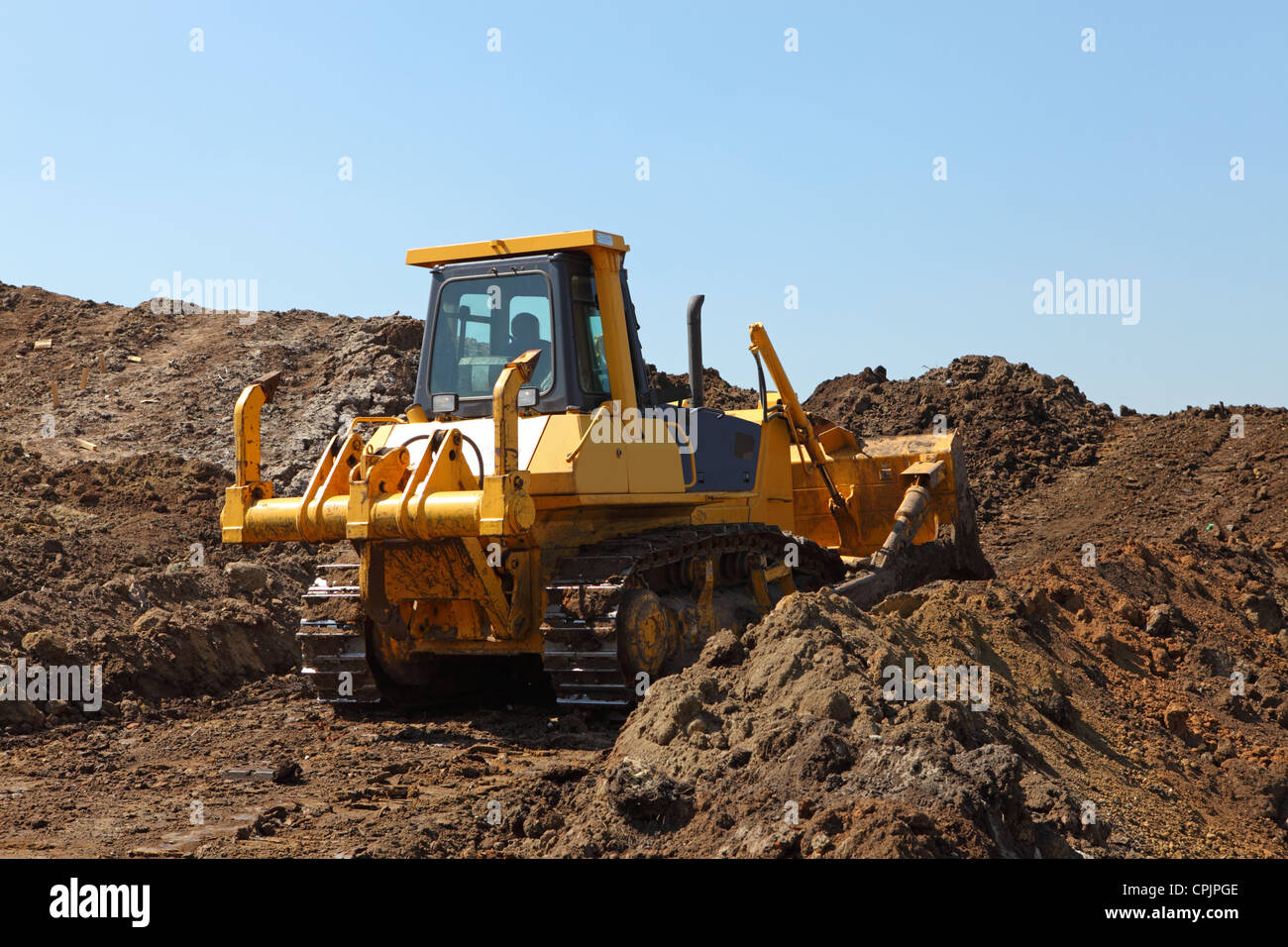Heavy construction machine - bulldozer Stock Photo