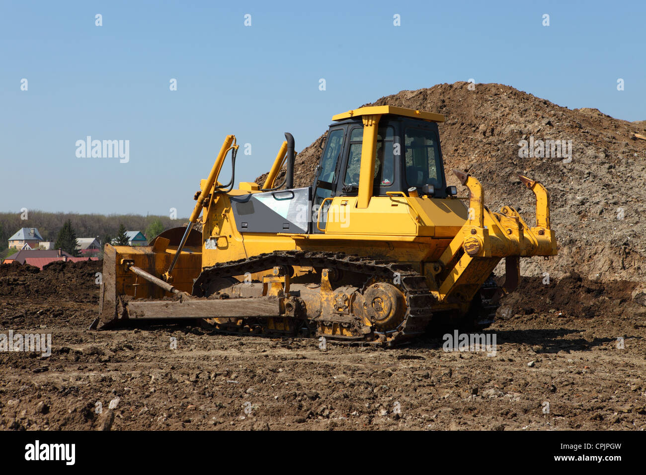 Heavy construction machine - bulldozer Stock Photo