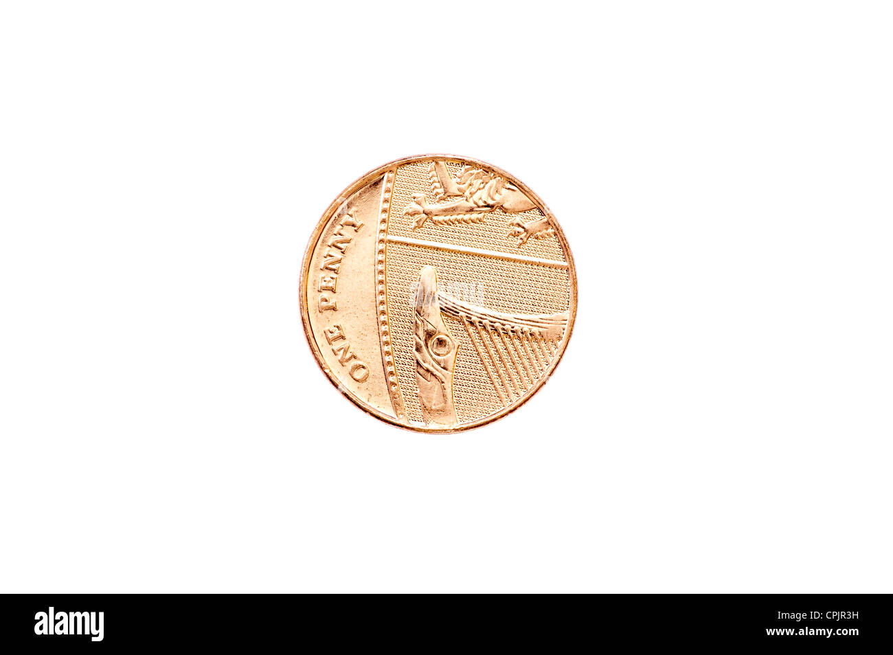 One Pence Coin 1p Penny Uk Currency Stock Photo