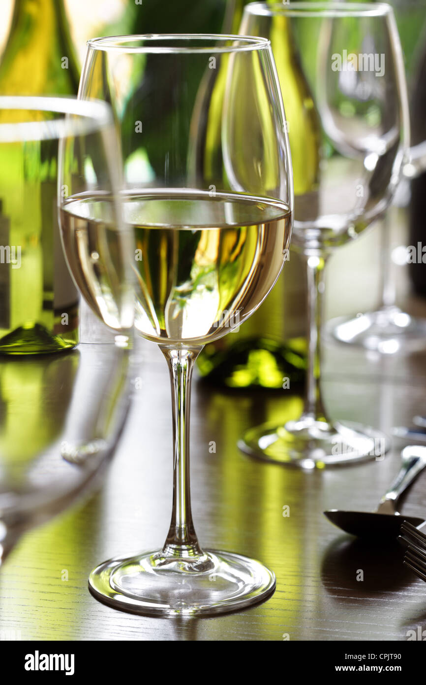 Wine glass and place settings Stock Photo Alamy
