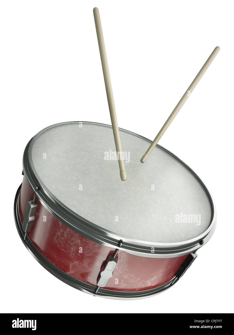 Snare drum and drumsticks isolated on white background. 3D render Stock ...