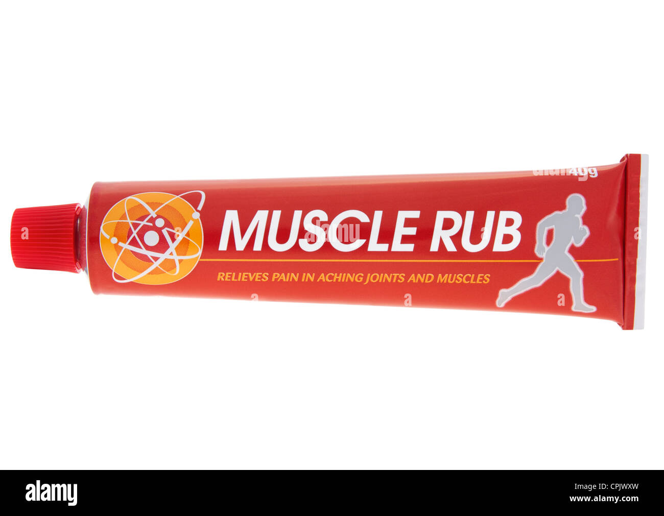 Tube of muscle rub on white background Stock Photo