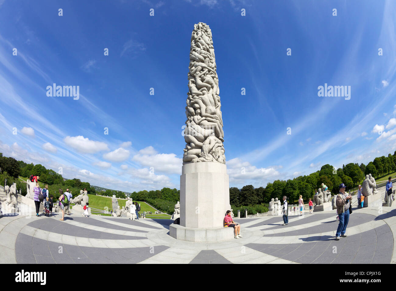 Monolith, by Gustav Vigeland, sculptures in granite in Vigeland Sculpture Park, Frognerparken, Oslo, Norway, Europe Stock Photo