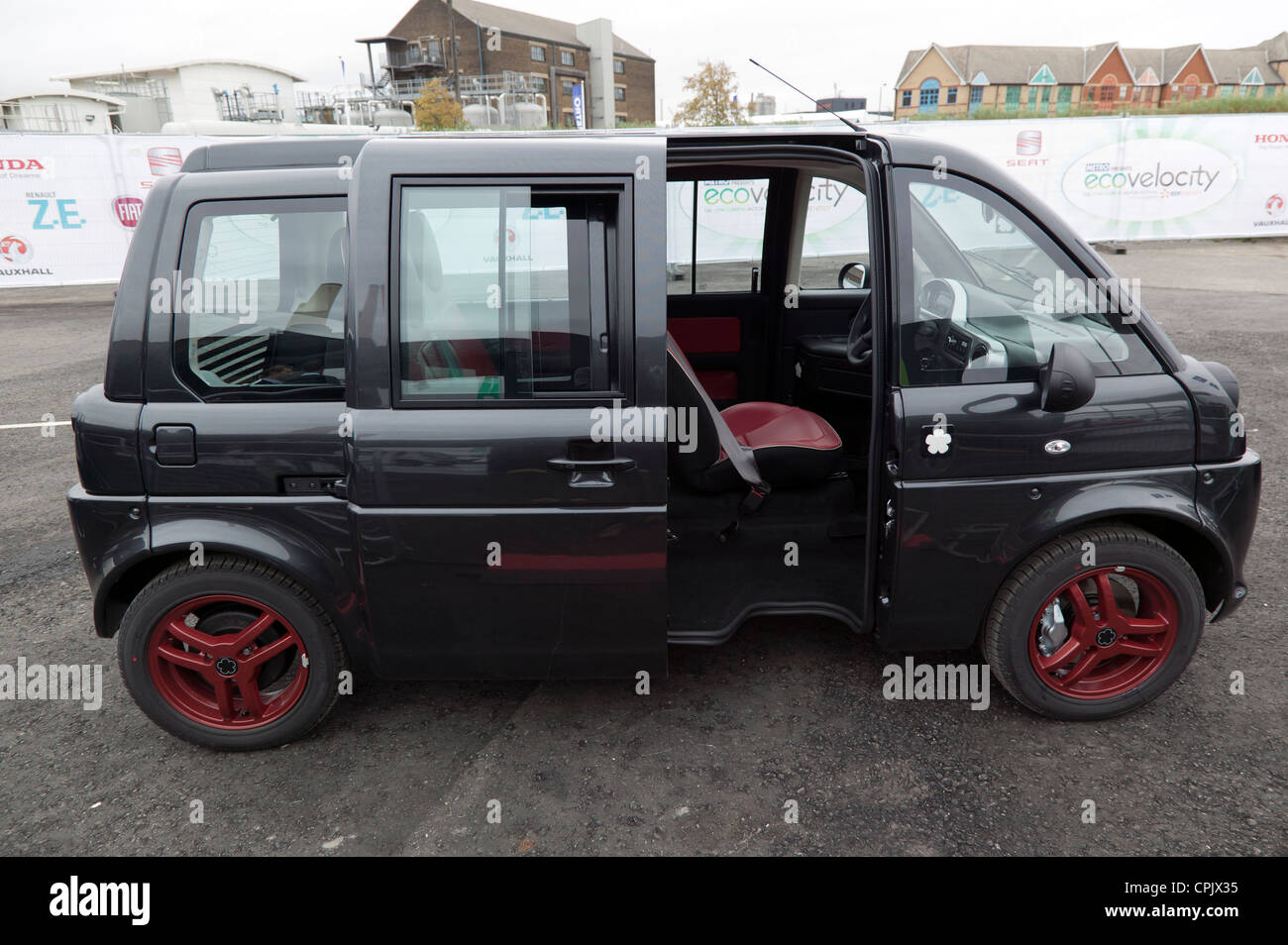 The Mia electric car, on display at ecovelocity, 2011. Stock Photo