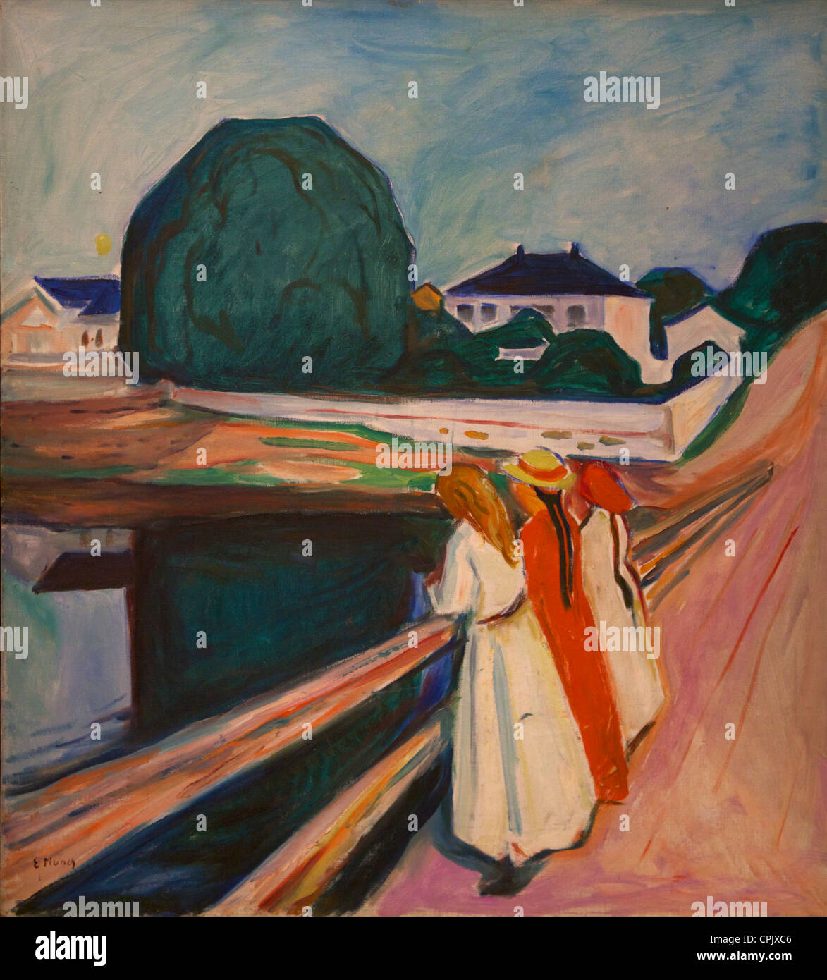 Girls on Bridge, 1927, by Edvard Munch, in the Munch Museum and Art Gallery, Munch-Museet, Oslo, Norway, Europe Stock Photo