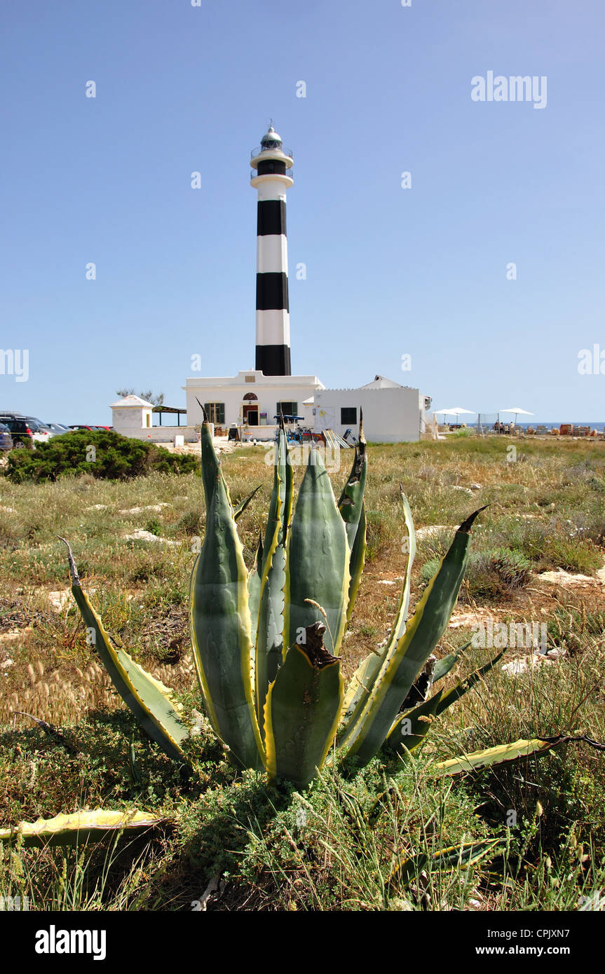 Lighthouse at Far Cap d'Artutx, Menorca, Balearic Islands, Spain Stock Photo