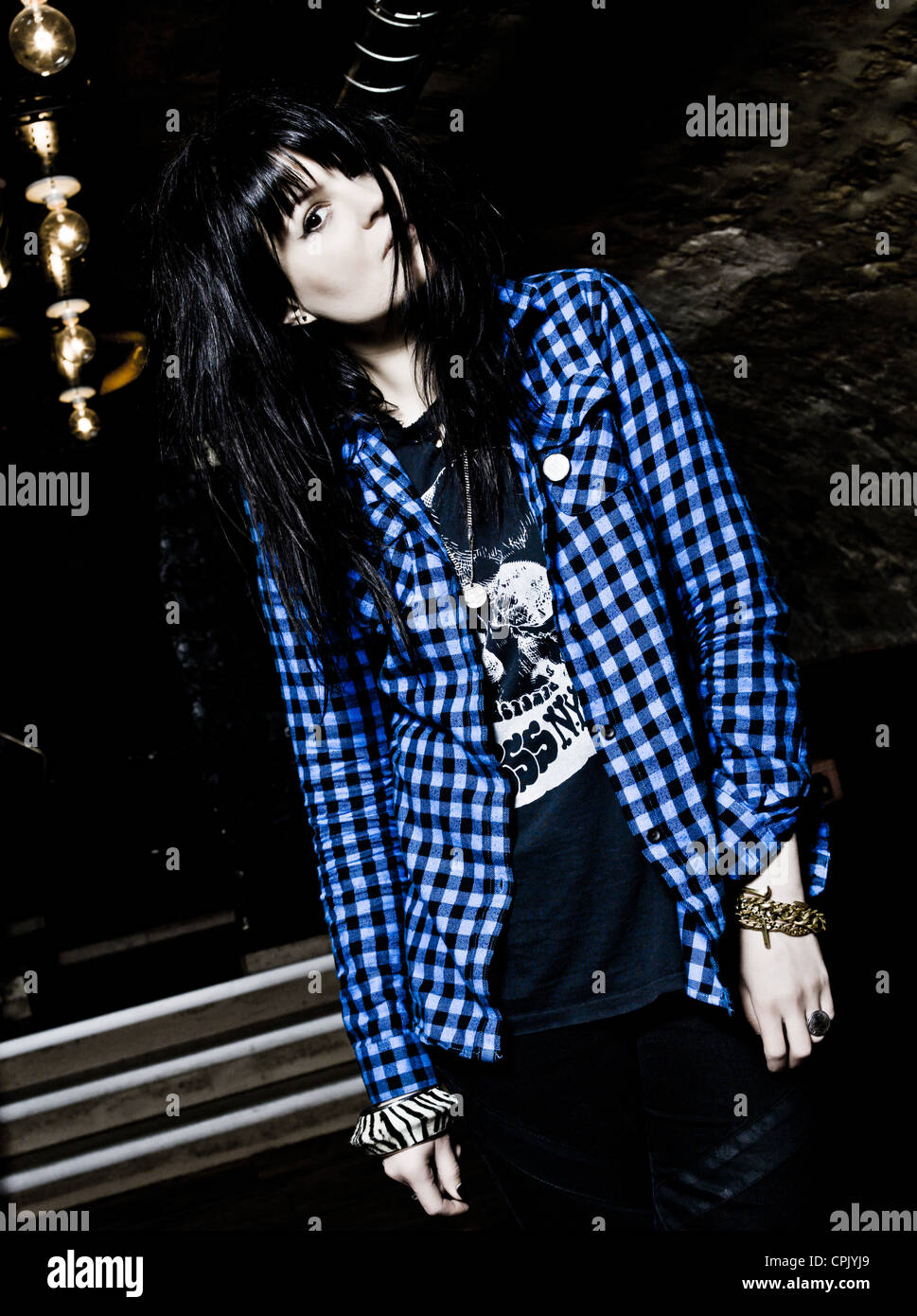 Paris, France - February 07, 2011: Portrait of the american indie rock group The Kills singer Alison Mosshart at Paris, France on february 7th, 2011 Stock Photo