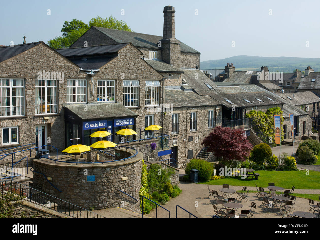 The garden of the Old Brewery Arts Centre, Kendal, Cumbria, England UK Stock Photo