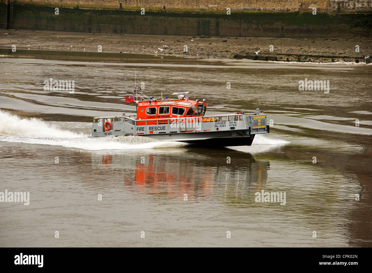 Fire rescue boat Stock Photo