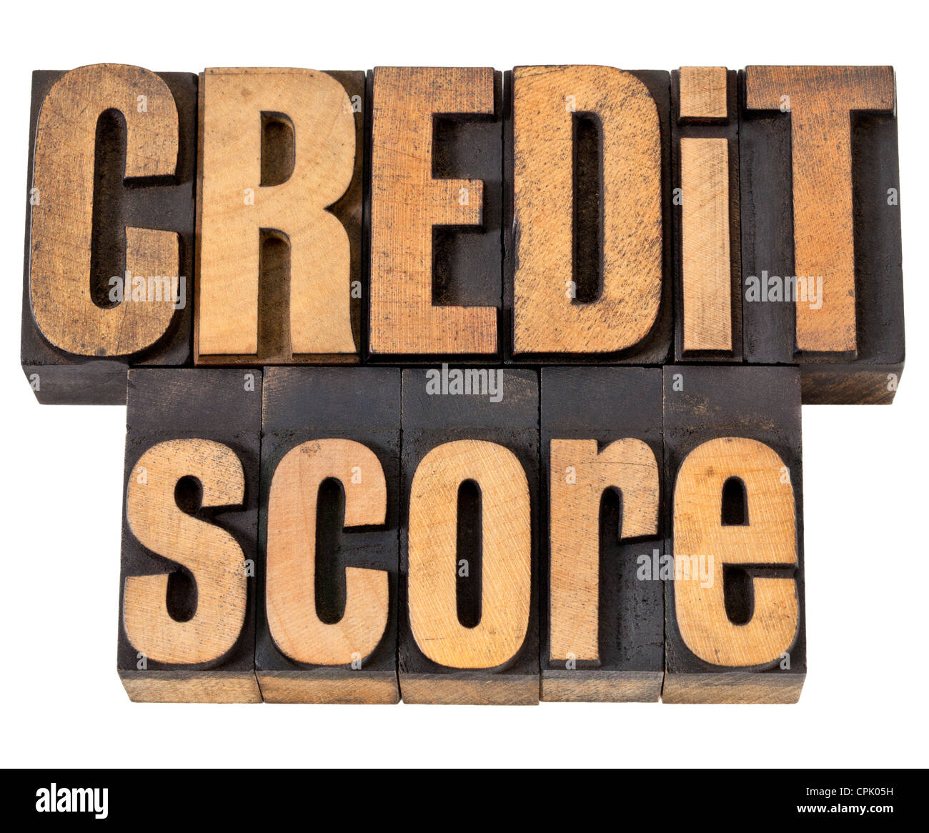credit score - isolated text in vintage letterpress wood type Stock Photo