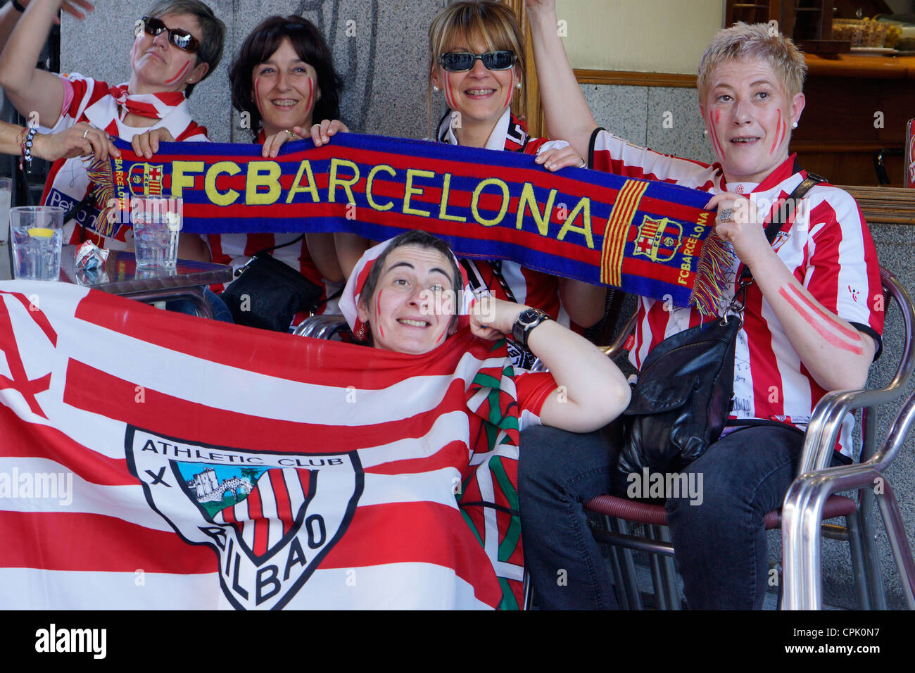 The final of the Copa del Rey has Madrid buzzing with Athletic Bilbao and FC Barcelona supporters. Stock Photo