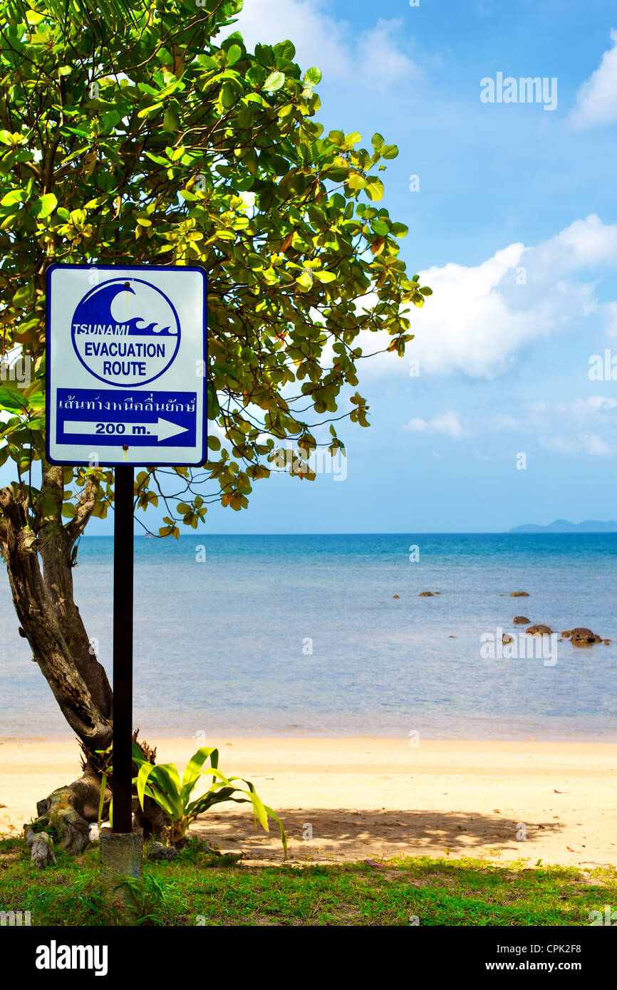 Tsunami evacuation route sign