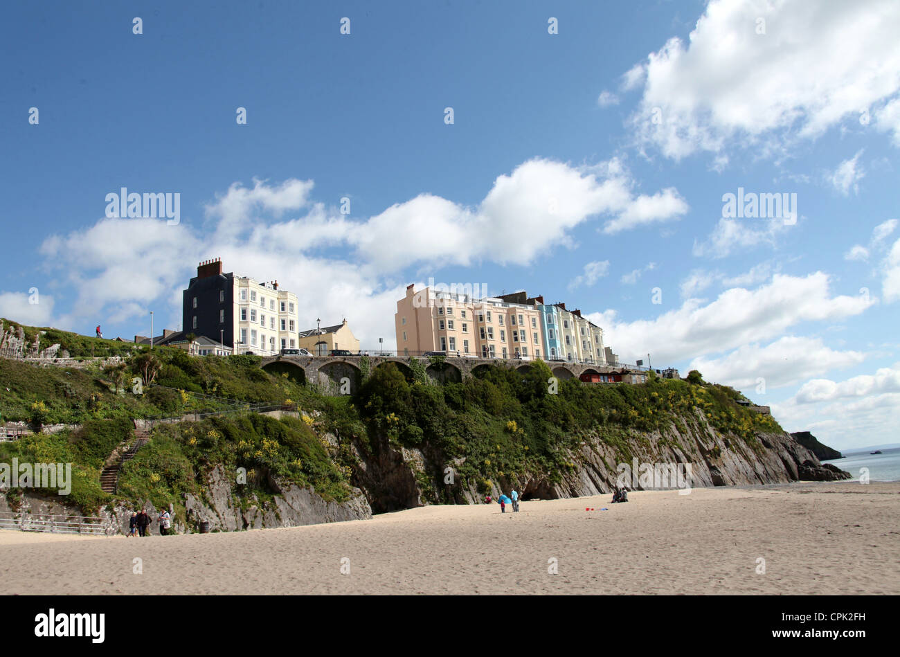 Hotels above South Beach in Tenby Stock Photo