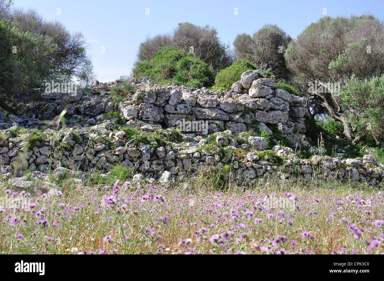 Talaiot ruins at Torre Trencada prehistoric site, Menorca, Balearic Islands, Spain Stock Photo