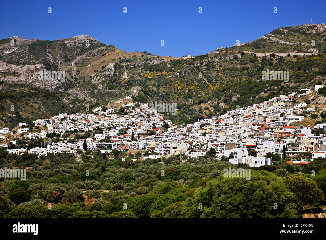 Filoti village, the largest village of the Cyclades, Naxos island, Cyclades, Greece. Stock Photo