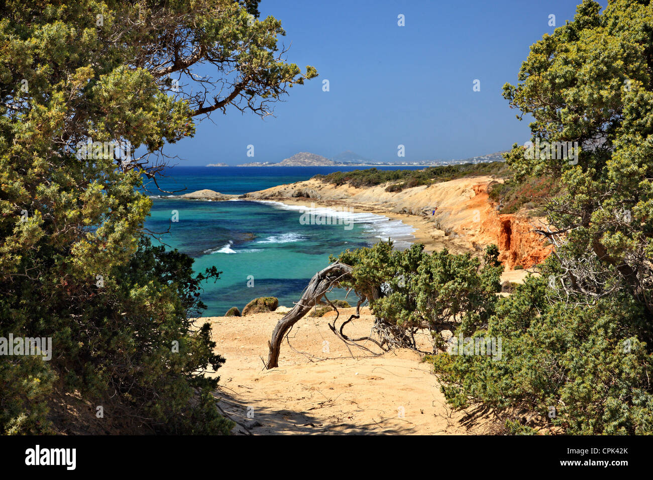 "Passage" to Alyko beach, at Kedrodasos ("Cedar forest"), Naxos island, Cyclades, Greece Stock Photo