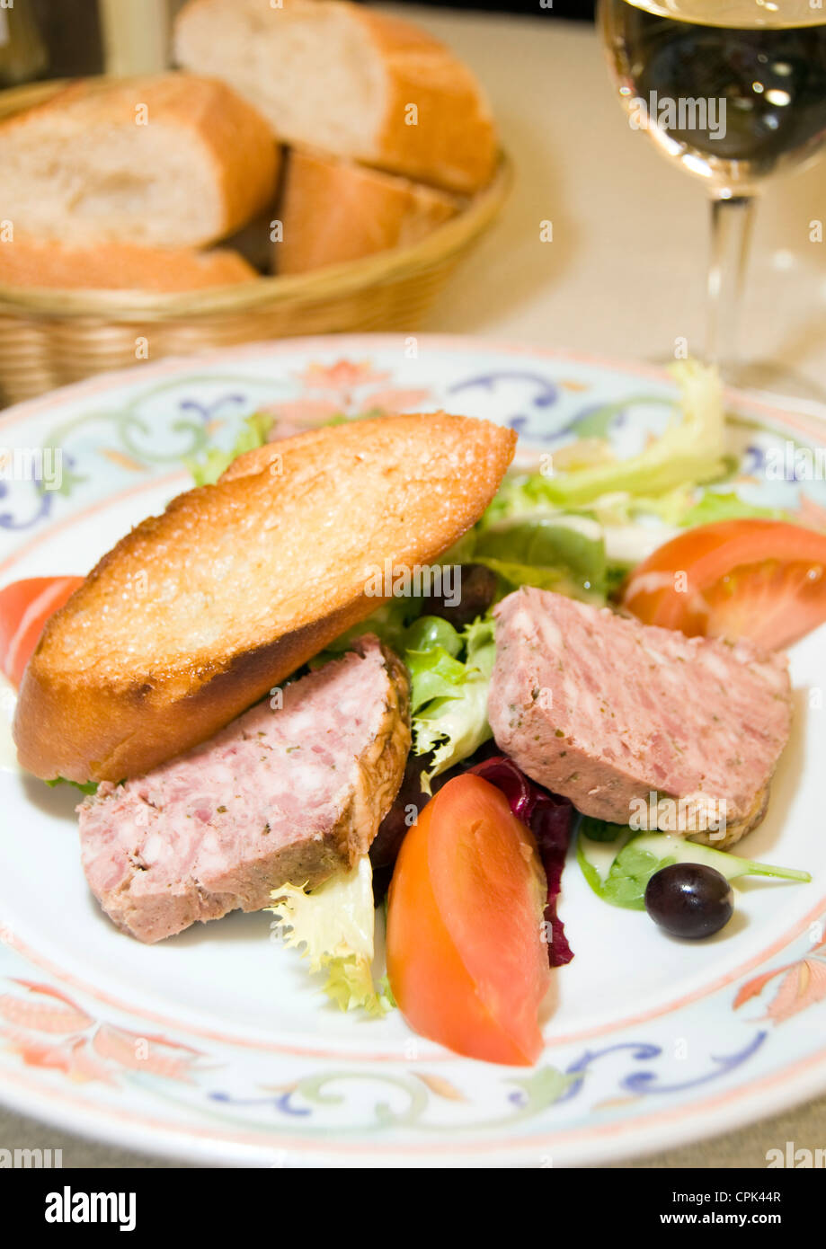 French country style pork terrine de campagne pate di maiale salad as