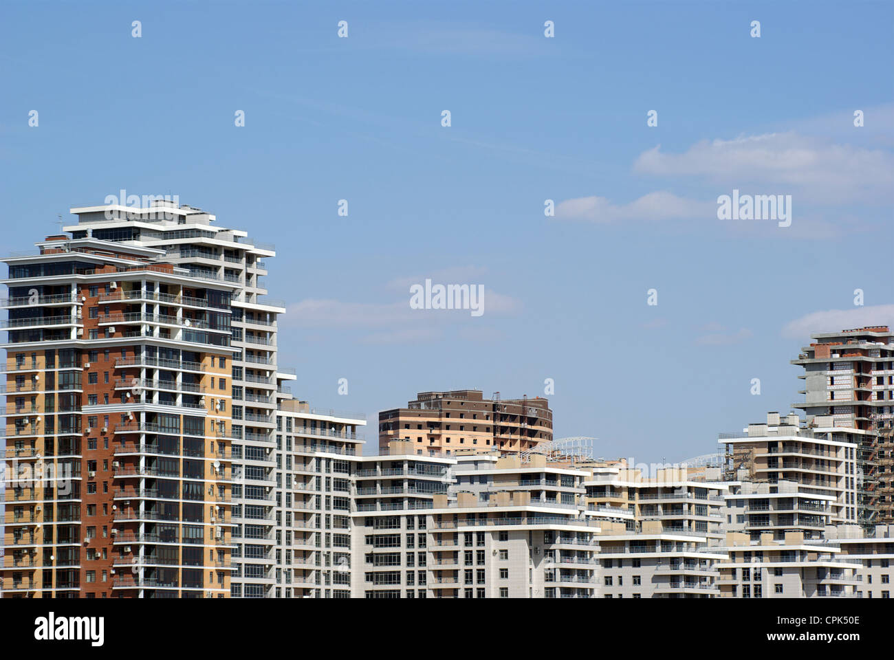 Multistoried buildings on the sky background in Kazan, Tatarstan, Russia Stock Photo