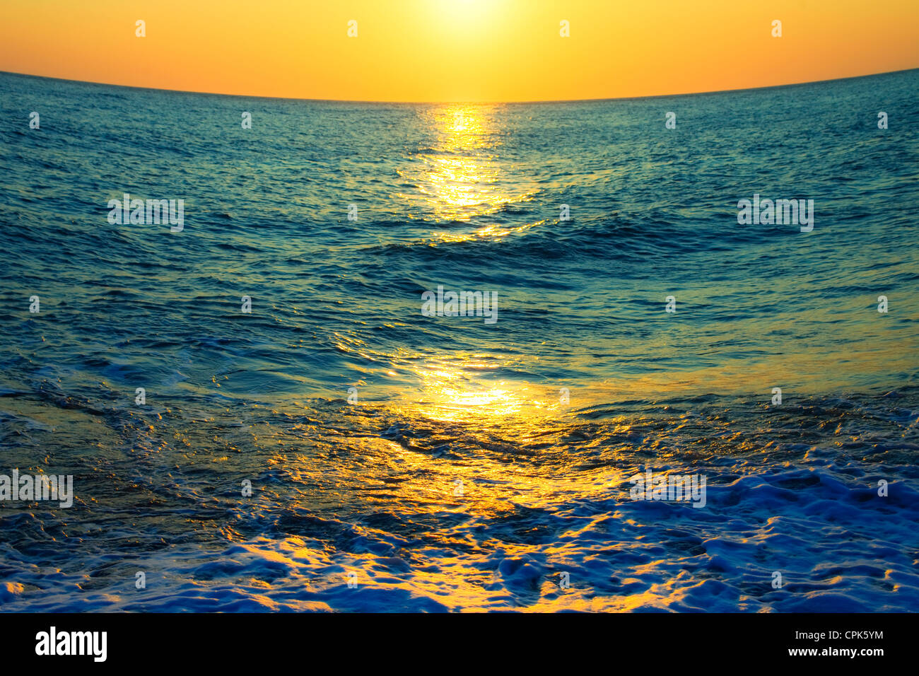 Sunset at Sea close up Stock Photo