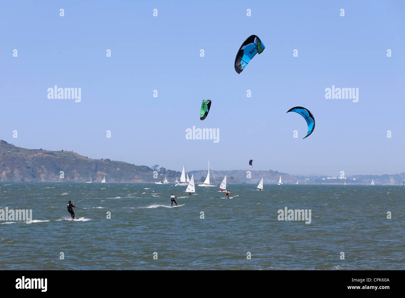 Kite surfing on water Stock Photo - Alamy