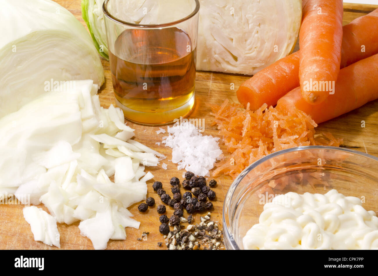 Ingredients to make an irish coleslaw salad Stock Photo