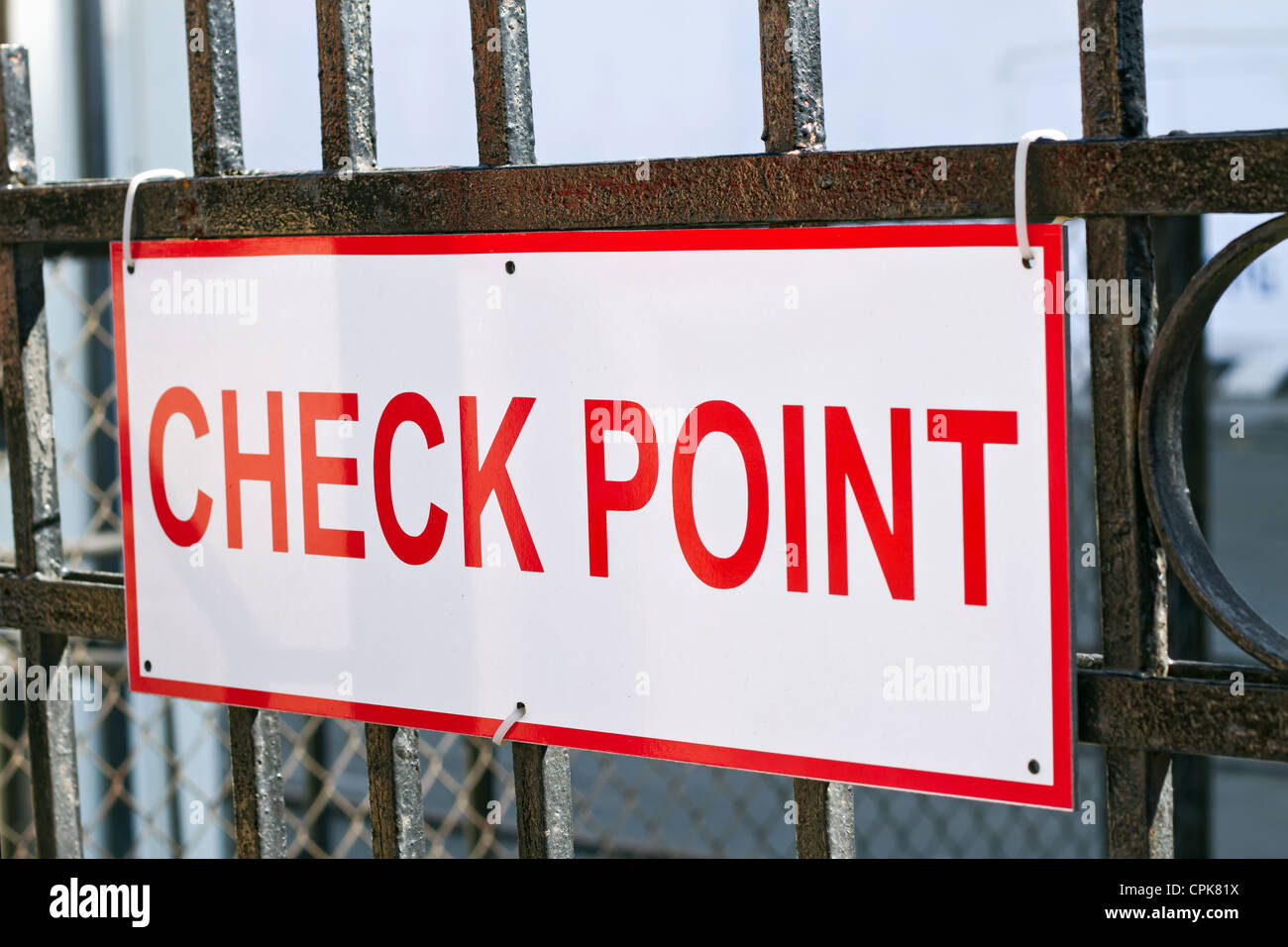 Photograph of a security checkpoint sign Stock Photo