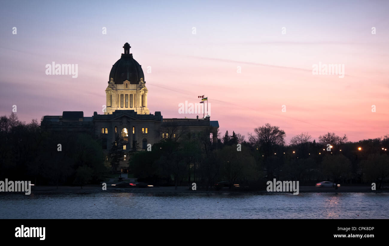 Saskatchewan's legislative building at dusk Stock Photo